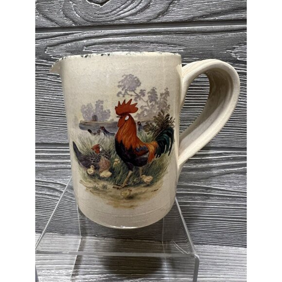 Casey Pottery Marshall Texas Rooster Chicken Pitcher Creamer Hand Made 4.5” - Picture 1 of 7